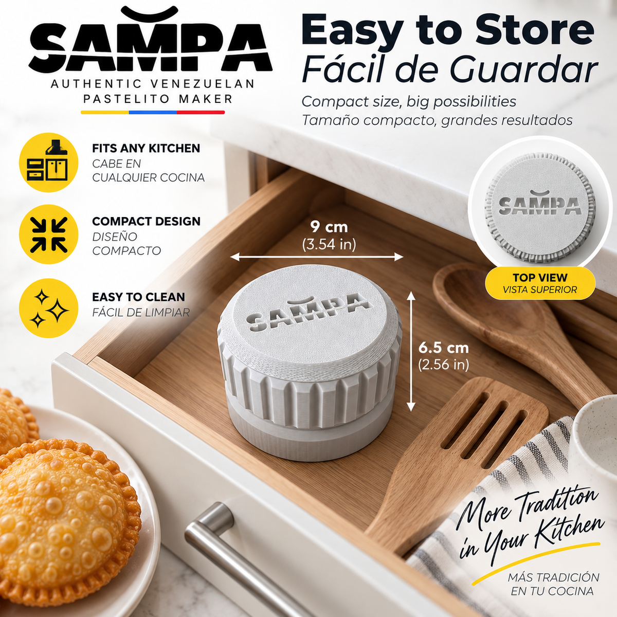 Venezuelan Pastelito Maker Press – 3 Interchangeable Rings | Single or Double
